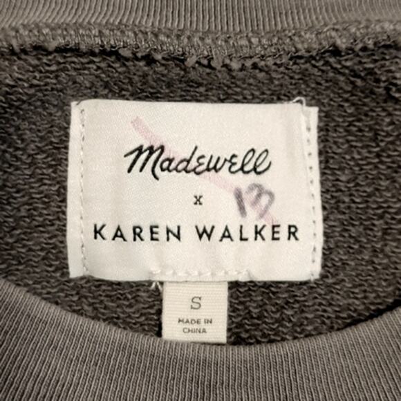 Madewell x Karen Walker Sweatshirt Top Crew Neck Wide Bell Sleeve Gray Size S - Picture 4 of 4